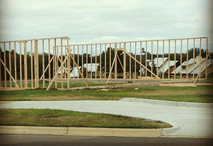 frame of gingerbread house and roof in bryan tx