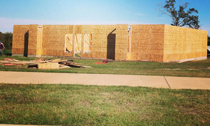 gingerbread house progress before roof bryan tx