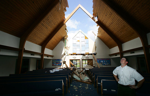 roof damage by hurricane rita just south of college station TX