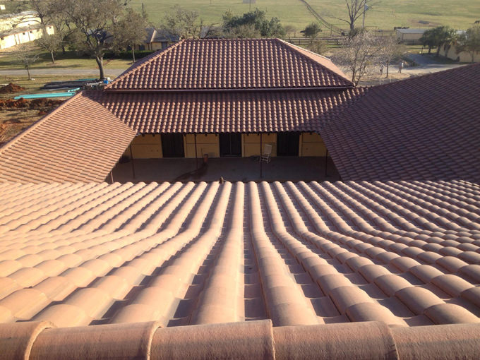 santafe tiles installed on a college station roof