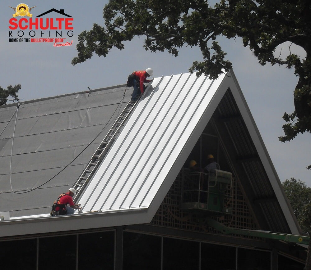 College Station Roofing metal roof project in private community