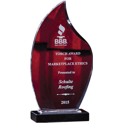 Schulte Roofing wins BBB's Torch Award for Marketplace Ethics