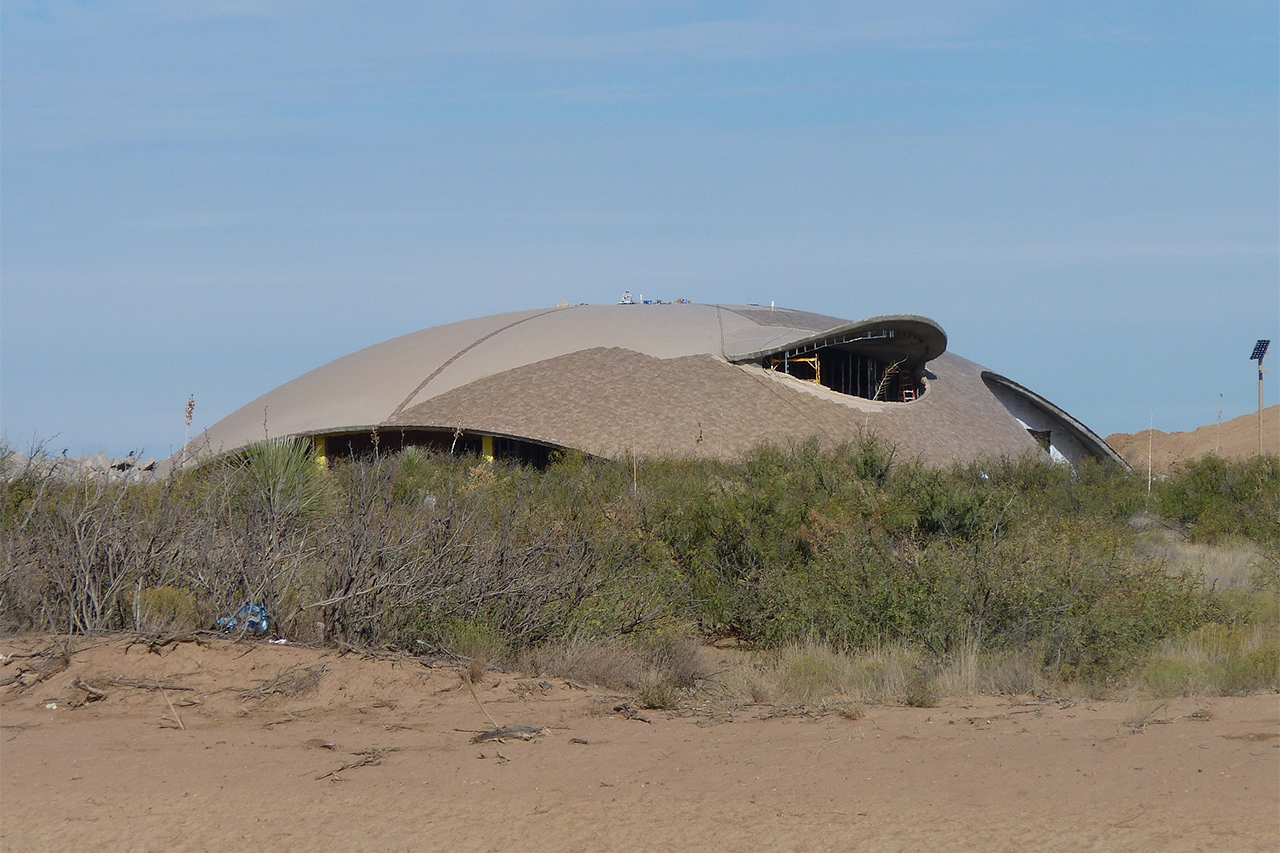 Spaceport roofing assembly under construction.